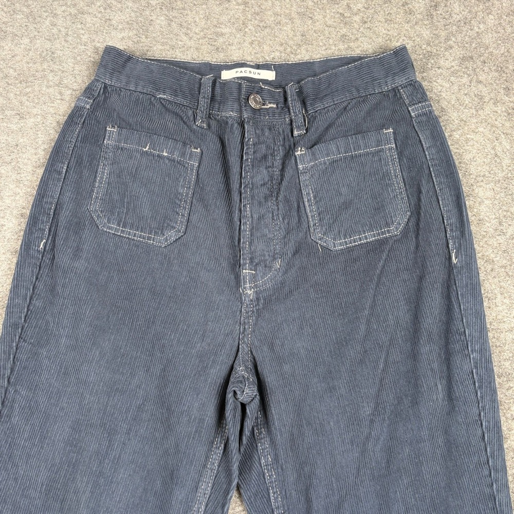 PacSun Corduroy Pants Women 27 Blue High Rise Bootcut Patch Pocket Retro Indie